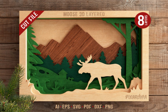 Download Moose 3D Layered SVG Cut File - 3d layered svg Collection