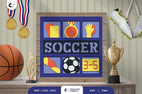 Download Football Soccer 3D Layered Paper Cut - Premium Bundle