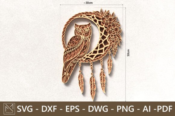 Download Owl Dreamcatcher 3D Layered SVG - 3d layered svg Collection