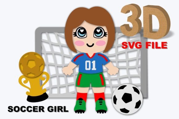 Download Soccer Girl Doll 3D SVG - Premium Resources