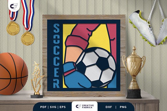 Download Soccer Player 3D Paper Cut SVG - Premium Resources