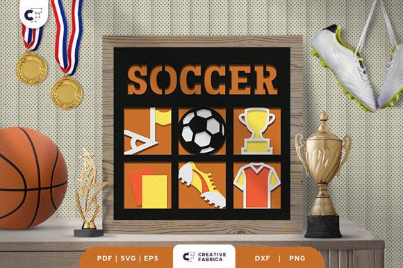 Download Soccer Paper Cut 3D Shadow Box SVG - Premium Bundle