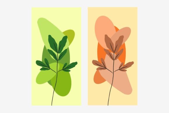 Download 2 Set Abstract Botanical Wall Art Vector - Wall art vector Collection